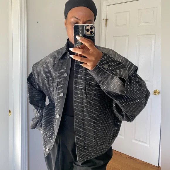 H&M Studio collection rhinestone embellished denim jacket - Picture 4 of 5